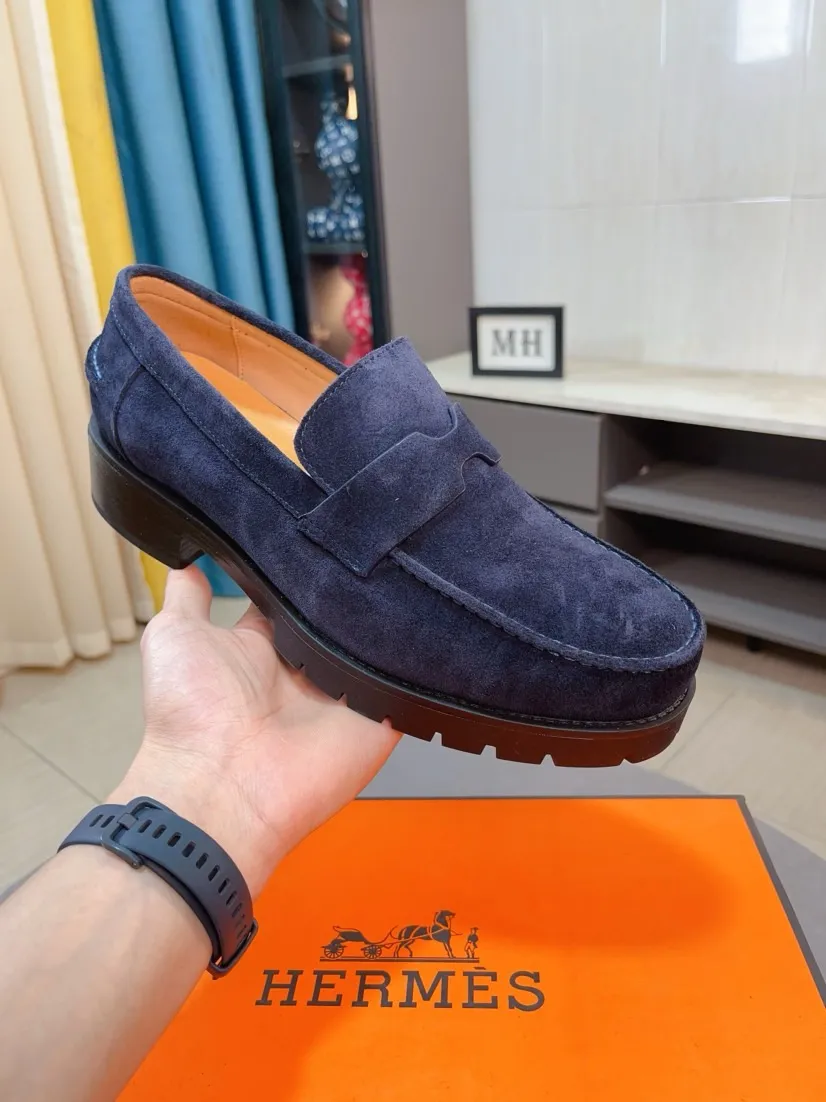 Men's shoes 💰458🌹🌹Niuli "HERMES" Hermès business leather shoes, original factory configuration, original imported frosted cowhide upper + luxury hardware logo + fully imported original customized cowhide lining, sole: rubber wear-resistant outsole, difficult craftsmanship, original factory follow-up goods, 🔍🔍high quality code number: 38-44 45 can be customized